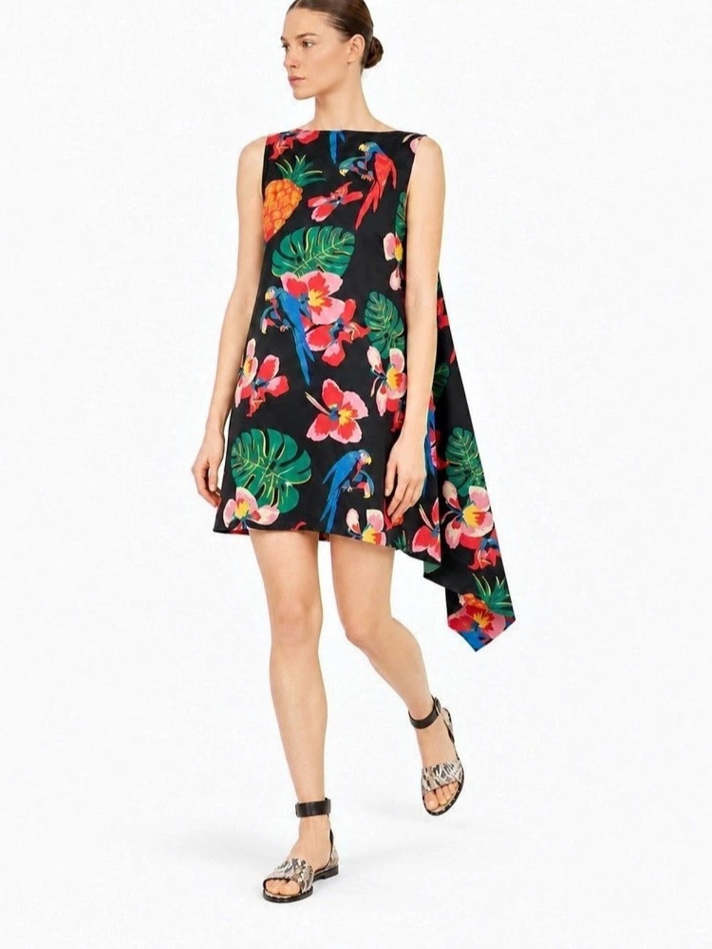 Valentino Tropical Print Silk Dress size 6.